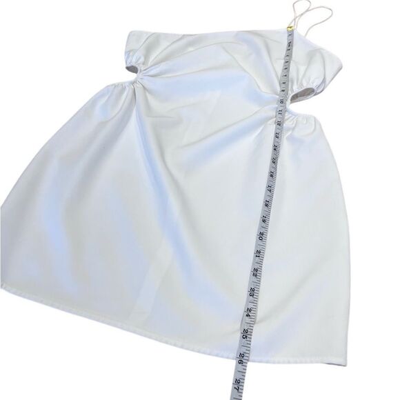 ZARA White Asymmetric Double Strap Cut Out Sides Fit & Flare Dress size large - Picture 10 of 12